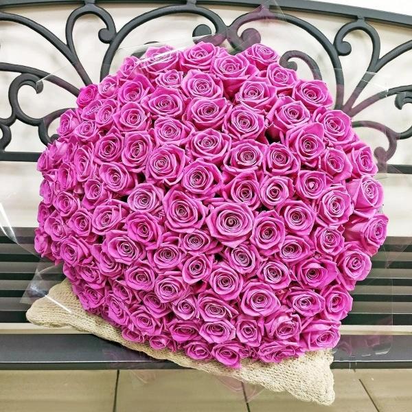 Розовые розы Эквадор 101 шт (50 см) код  238720